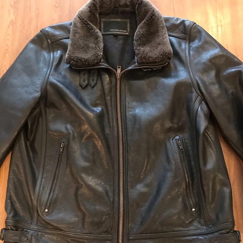 Wilsons Leather Bomber Jacket Mens XXL Black Insulated Great Condition